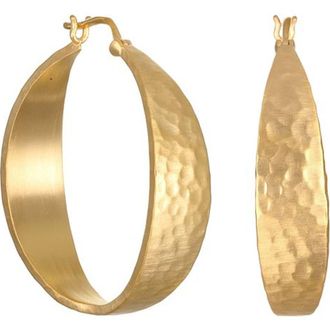 Satya Jewelry Shine Bright Hammered Hoop Earrings in Gold at Nordstrom