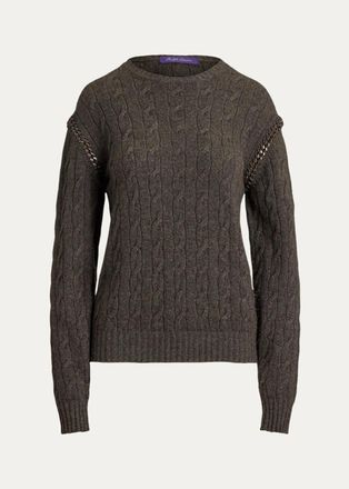 Ralph Lauren Collection Chain-Trim Cable Cashmere Sweater