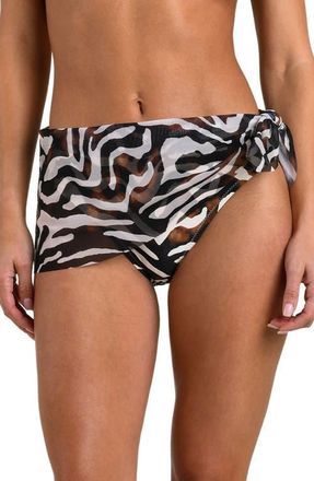 Sunshine 79 Nightlife Sash Overlay Bikini Bottoms in Brown Multi at Nordstrom, Size 14