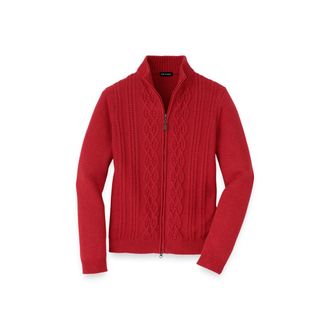 Paul Fredrick Cotton Cable Full Zip Mock Neck Sweater at Nordstrom, Size Xx-Large