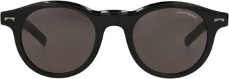 Montblanc 49mm Round Sunglasses in Black Black Grey at Nordstrom Rack