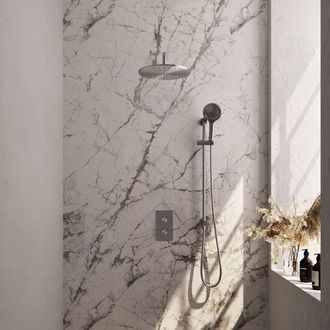 Marcel Breuer Brushed Edition Regendoucheset inbouw - hoofddouche 30cm - Gladde knop - handdouche rond 3 standen - glijstang - PVD - geborsteld RVS