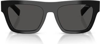 Prada 55mm Rectangular Sunglasses in Black /Dark Grey at Nordstrom
