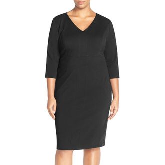 Classiques Entier Seamed Italian Ponte Sheath Dress in Black at Nordstrom Rack, Size 16W