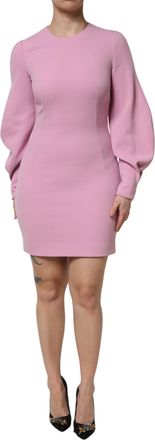 Dolce & Gabbana Pink Polyester Long Sleeves Sheath Mini Womens Dress (Pre-Owned)