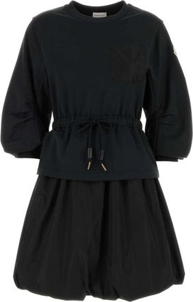 Moncler Puff Sleeve Drawstring Dress - Dames - Korte kleedjes - Zwart - S - Katoen - Kleedjes