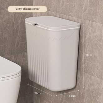 OEM Papelera Mural, Sin Necesidad De Taladrar, Para Cocina, Ba&ntilde;o Y Sal&oacute;n, De Gran Capacidad, Con Tapa Herm&eacute;tica (slide [gris])