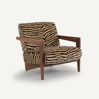 AM.PM Fauteuil massief notenhout, jacquard stof, Izag