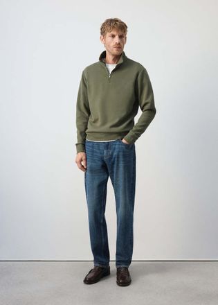 Mango Felpa misto cotone zip kaki - Uomo - XXL - MANGO MAN