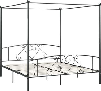 vidaXL Estructura Cama Con Dosel Sin Colch&oacute;n Metal Gris 200x200 Cm Vidaxl