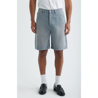 Frame Denim Baggy Fit Cotton Canvas 5-Pocket Shorts in Blue Grey at Nordstrom, Size 30