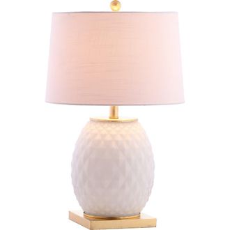Jonathan Y Designs Diamond 25.5 LED Glass/Metal Table Lamp in White/gold at Nordstrom