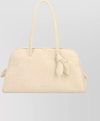 Jacquemus The Turismo Bowling Bag in Crocodile-Embossed Suede