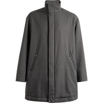 Emporio Armani Caban Stand Collar Coat in Solid Medium Grey at Nordstrom Rack, Size 40 Us / 50 Eu Regular