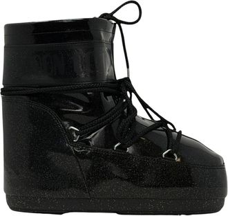 Moon Boot Schoenen, Dames, Zwart, 39 EU, Leer, Icon Low Glitter Boot