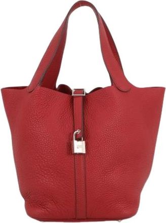 Herm&egrave;s Pre-owned Picotin Handbag - Dames - Vintage Tas - Rood - ONE Size - Leer - Vintage