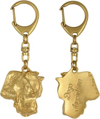 OEM Perro Argentino, Dogo Argentino - Llavero De Perro Ba&ntilde;ado En Oro, Decoraci&oacute;n De Bolsos, Accesorio De Lujo De Art-dog