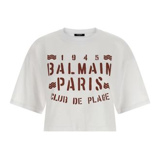 Balmain T-shirt with Plage print - female - Balmain - T-Shirts - White - XS - Tops