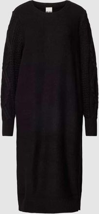 Ichi Knielanges Strickkleid mit Rundhalsausschnitt Modell Andosa in Black, Gr&ouml;&szlig;e L