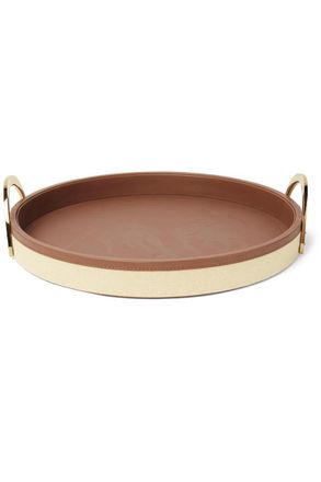 Ralph Lauren Home Garrett Canvas, Leather and Brass Tray
