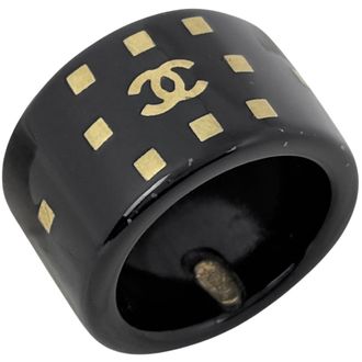 Chanel Black Plastic Band Ring (Pre-Owned)