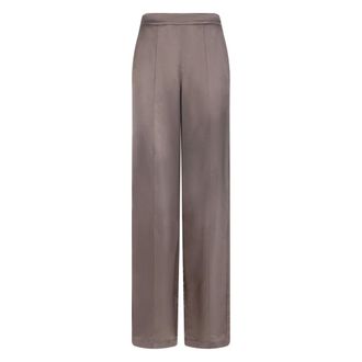 Emporio Armani Wide Trousers, female, Gray, Size: 2XS Loose satin trousers