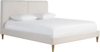 Miliboo Cama De 2 Plazas 160 X 200 Cm De Tela Beige Y Madera Clara Salome