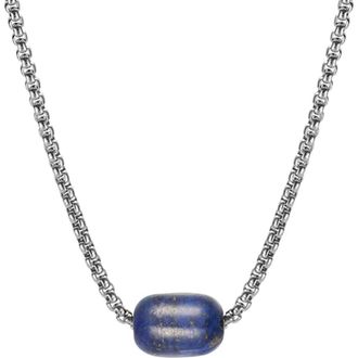 Van Heusen Mens Stainless Steel Semiprecious Stone Bead Pendant Necklace in Blue at Nordstrom Rack