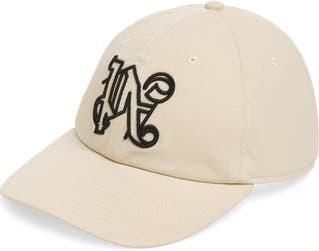 Palm Angels Logo Cotton Adjustable Snapback Cap in Beige Black at Nordstrom Rack