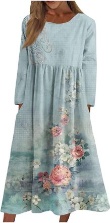 Generic Ladies Casual Dresses Modest Loose Dress for Women Elegant Long Skirts Plus Size Casual Dress for Women Fall Winter