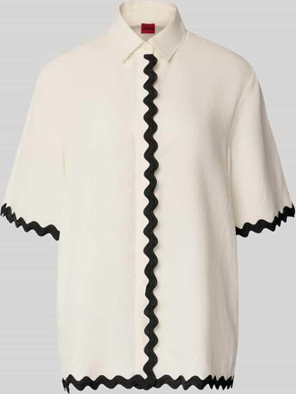 HUGO BOSS Comfort Fit Hemdbluse aus Lyocell-Leinen-Mix Modell CAMULE-1 in Offwhite, Gr&ouml;&szlig;e 32