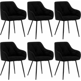 Woltu Set 6 Sedie Moderne da Cucina o Soggiorno in Velluto con Gambe in Metallo Nero - Woltu