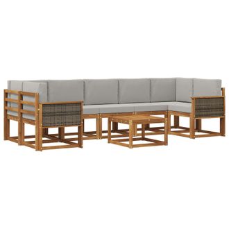 vidaXL Conjunto De Sof&aacute;s De Exterior 6 Pcs Natural Y Gris Claro Vidaxl