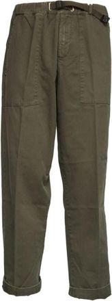 White Sand Olive Green Cotton Cargo Trouser