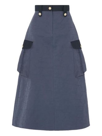 Temperley London Victory button-detail pocket maxi skirt - women - Cotton - 10 - Blue