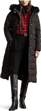 Lauren Ralph Lauren Ff Trim Puffer 50/50 45 Womens Jacket Black : XS, Polyester