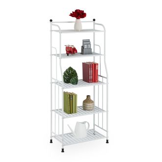 Relaxdays Relaxdays - Estanter&iacute;a Met&aacute;lica, Acero, 133x56x28 Cm, Estante Ba&ntilde;o Y Cocina, 5 Baldas, Librer&iacute;a Metal, Sin Fondo, Blanco
