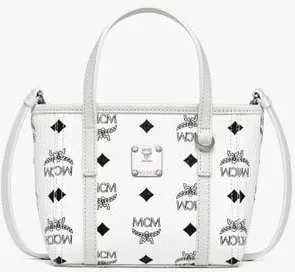 MCM Toni Top-Zip Shopper in Visetos in White at Nordstrom