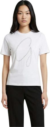 Guess T-shirt met korte mouwen en strass-versiering - Dames - T-shirts - Wit - XS - Katoen - Tops