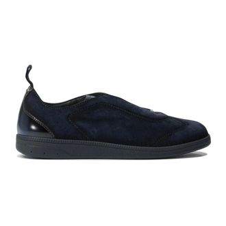 Santoni Schoenen, Heren, Blauw, 42 EU, Suède, Blauwe Sneakers Minimalistische Stijl