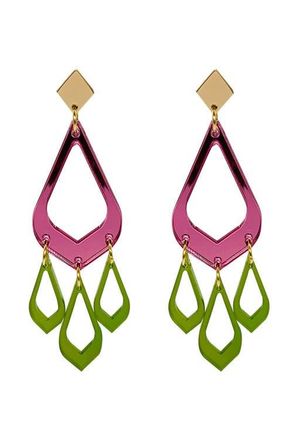 Toolally Feather Drop Earrings - Pink Mirror & Lime Zest at Nordstrom