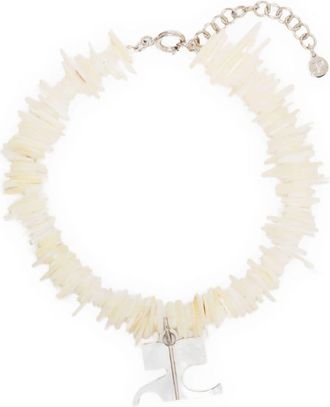 Courrèges cheville pearl bracelet - women - Polyamide/Mother of Pearl/Brass - One Size - Neutrals