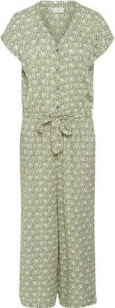 Kaffe Groen/Krijt Print Jumpsuit met Korte Mouwen - Dames - Jumpsuits - Groen - 3XL - Jumpsuits & Playsuits
