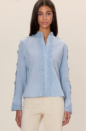 Rebecca Taylor Lorelai Embroidered Shirt in Chambray at Nordstrom, Size X-Small