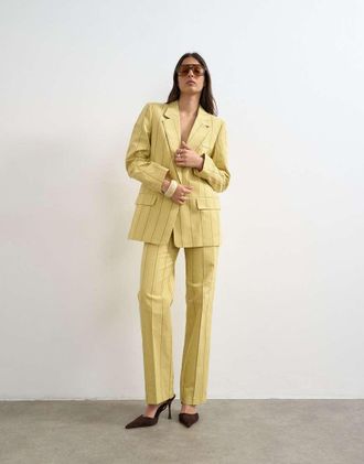 Topshop Pantaloni da cerimonia gialli a righe in coordinato-Giallo