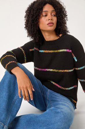 Roman Shimmer Stripe Detail Knit Jumper