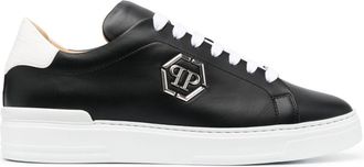 Philipp Plein logo-plaque two-tone leather sneakers - unisex - Leather - 36 - Black