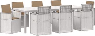 vidaXL Conjunto De Comedor De Jard&iacute;n 9 Uds. Blanco Y Topo Pp Vidaxl