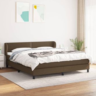 vidaXL Vidaxl - Cama Box Spring Con Colch&oacute;n Tela Marr&oacute;n Oscuro 180x200 Cm