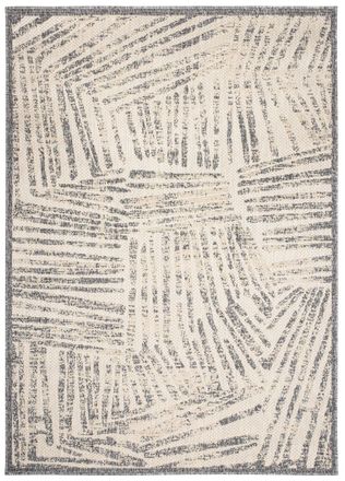 Tapiso Alfombra exterior interior 3D beige gris crema rayas 120 x 170 cm